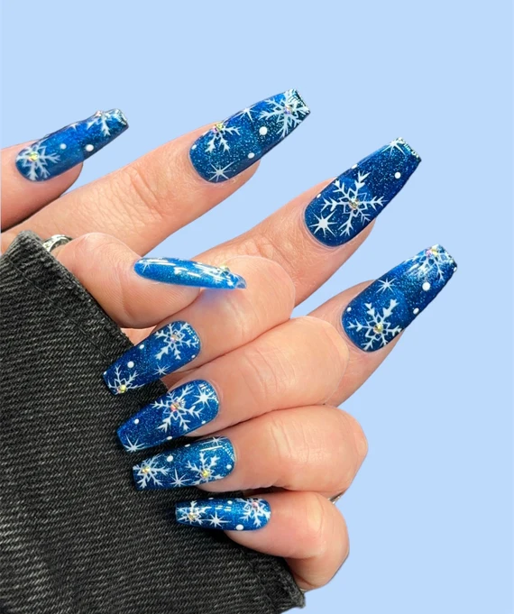 Blue Snowflake Nail Ideas