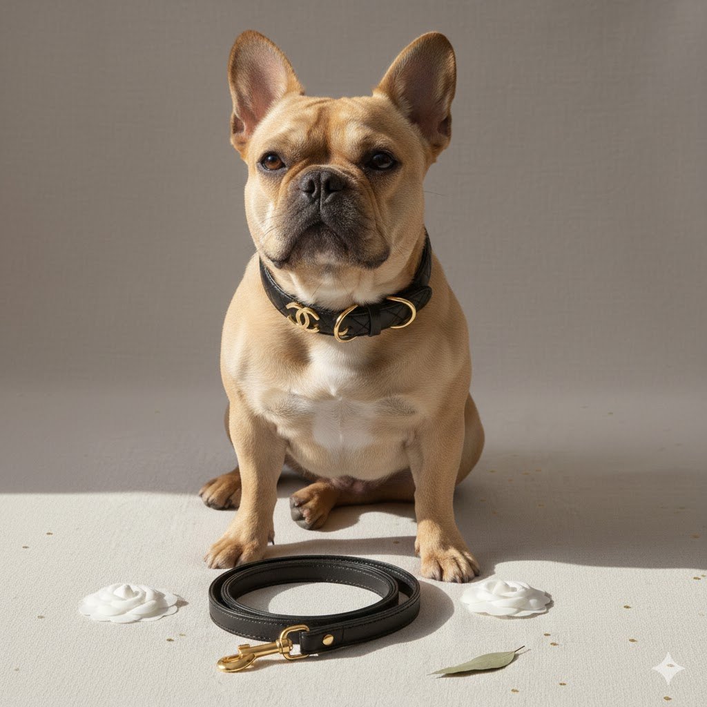 Chanel Quilted Leather Dog Collar and Leash